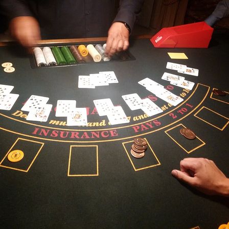 Photograph: Blurry blackjack table