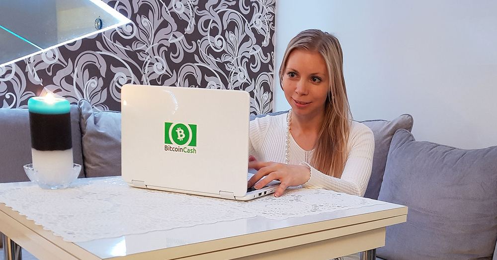 Bitcoin Cash user with laptop