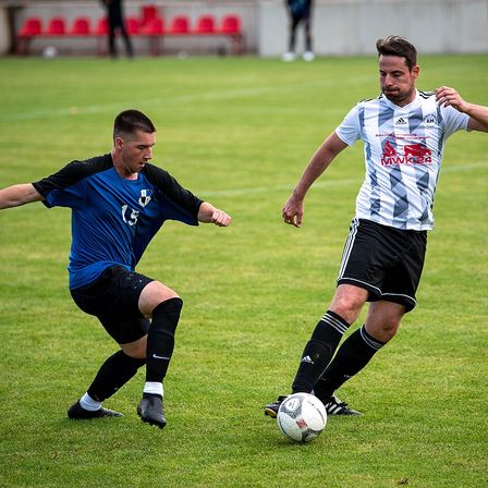 Sabers play soccer match against local Binsfeld Team
